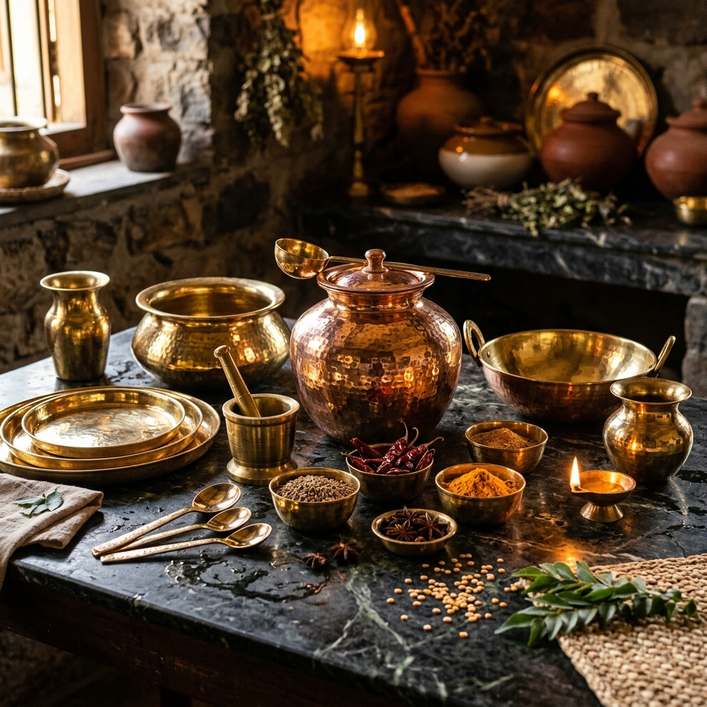 Brass and Copper Kitchenware